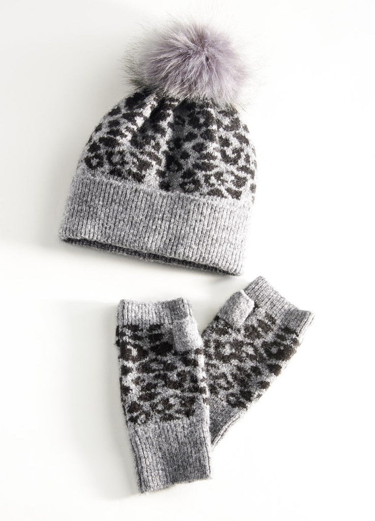 Leopard Cozy Hat and Fingerless Warmers