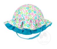Girls Reversible Ruffle Brim Floral Sun Hat