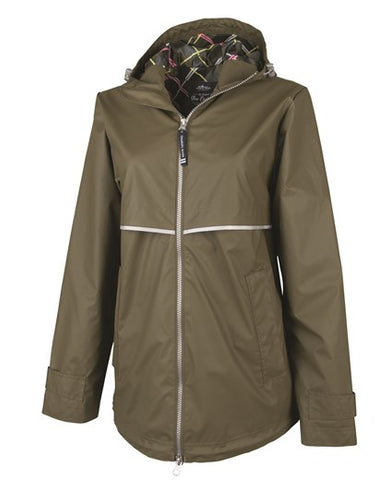 Women's New England Rain Jackey with Print Lining by Charles River