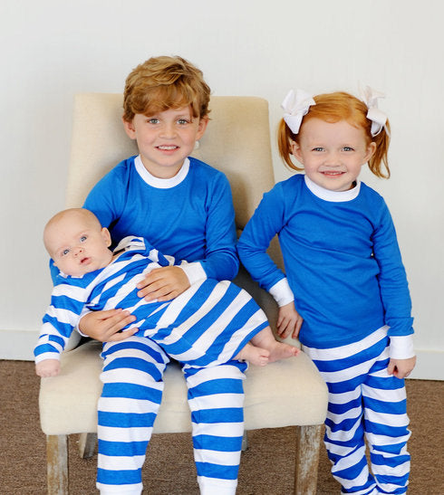 Blue and White Snowflake Winter or Christmas Pajamas Youth Sizes