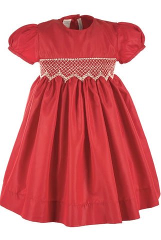 Baby Girl Elegant Taffeta Red Short Sleeve Dress