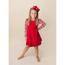 Red and White Stripe Ruffle Dress
