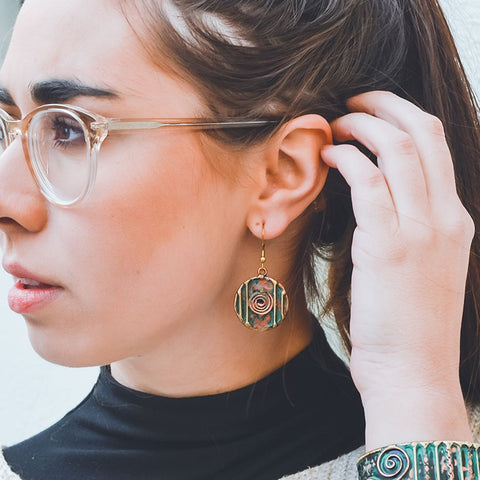 Patina - Colorful Brass and Copper Earrings