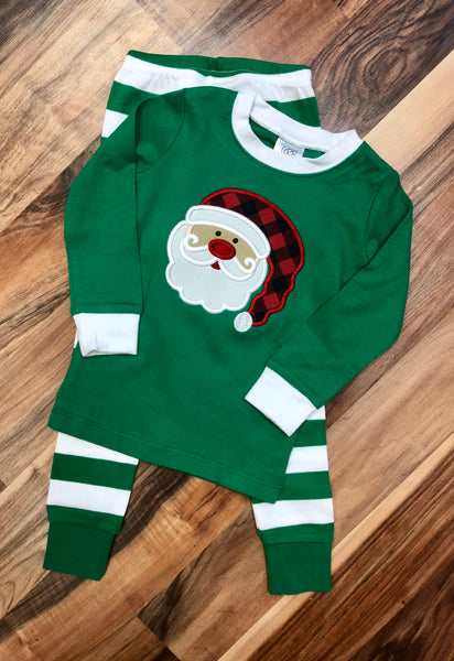 Buffalo Check Santa Appliqued Christmas Pajamas for all ages!