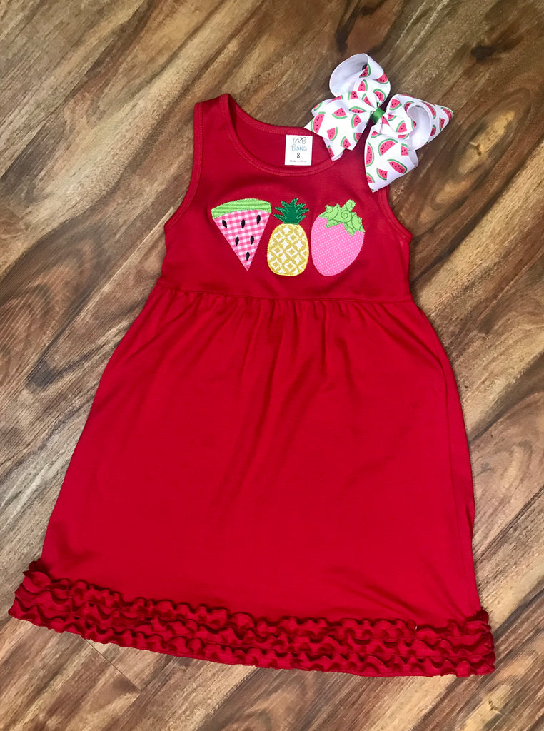 Fruits Red Ruffle Dress