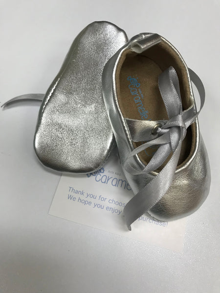 Silver Infant Crib Shoes by Caramelle Blu