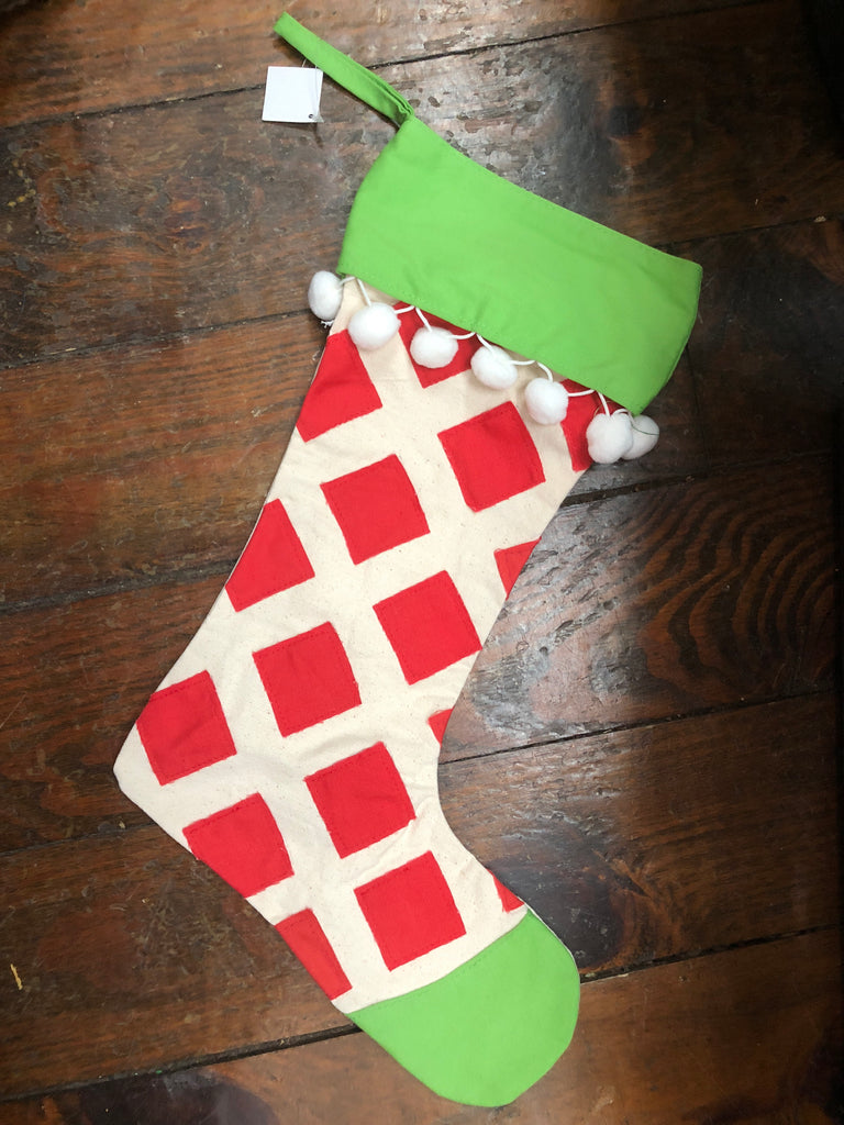 Red Lattice Canvas Stocking by MSC