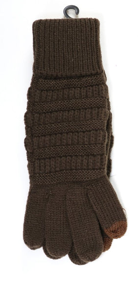 Solid Cable Knit CC Gloves