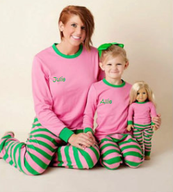 Youth Pink and Green Monogrammed Pajamas