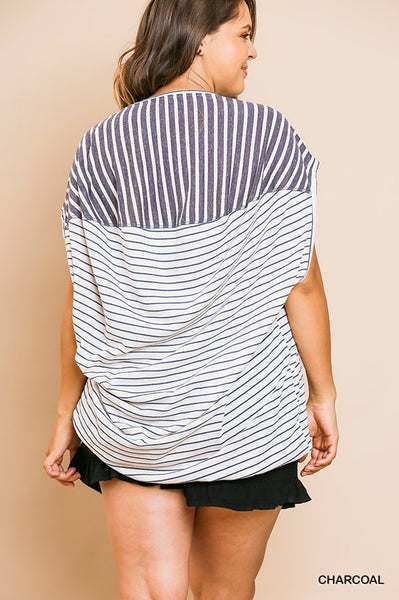 Striped Short Sleeve Round Neck Top